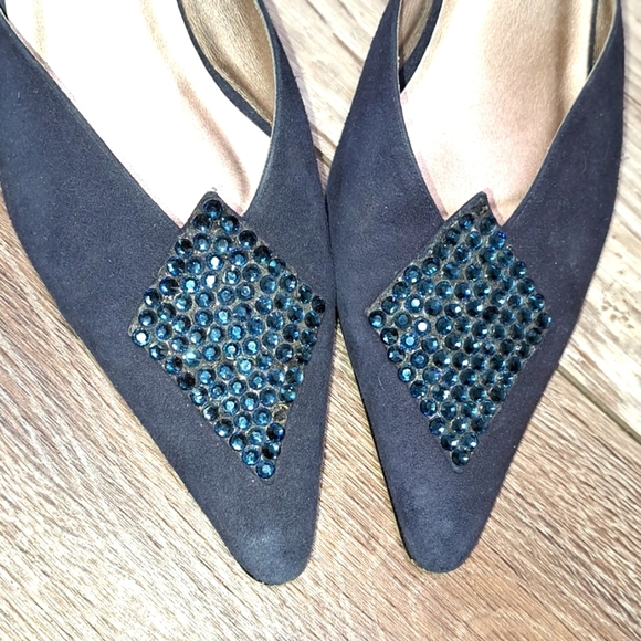 Dezario Blue Elegant Mules with Minimalist Design Rhinestone Accent Size 7 - Picture 6 of 7